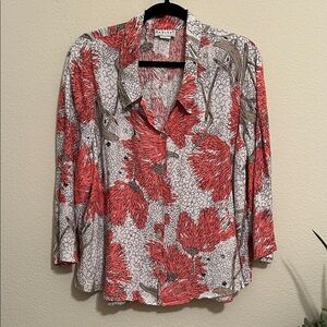 Habitat Coral and Black Patterned Top/Jacket